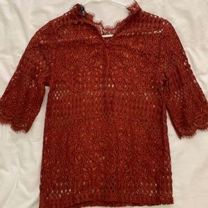 Zara - Copper Brown Lace Top